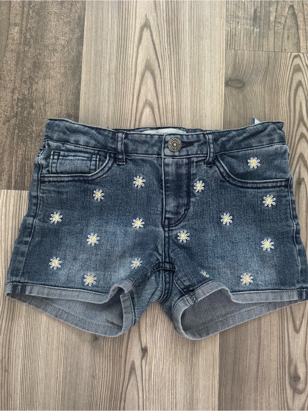 Levi's Dark Blue Denim Daisy Embroidered Girls' Shorts